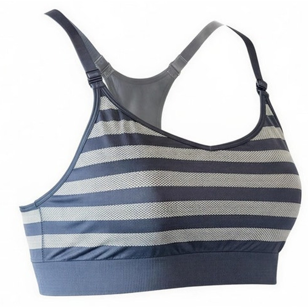 Spalding Sports Bra Womens Large Gray Striped Racerback Medium Support